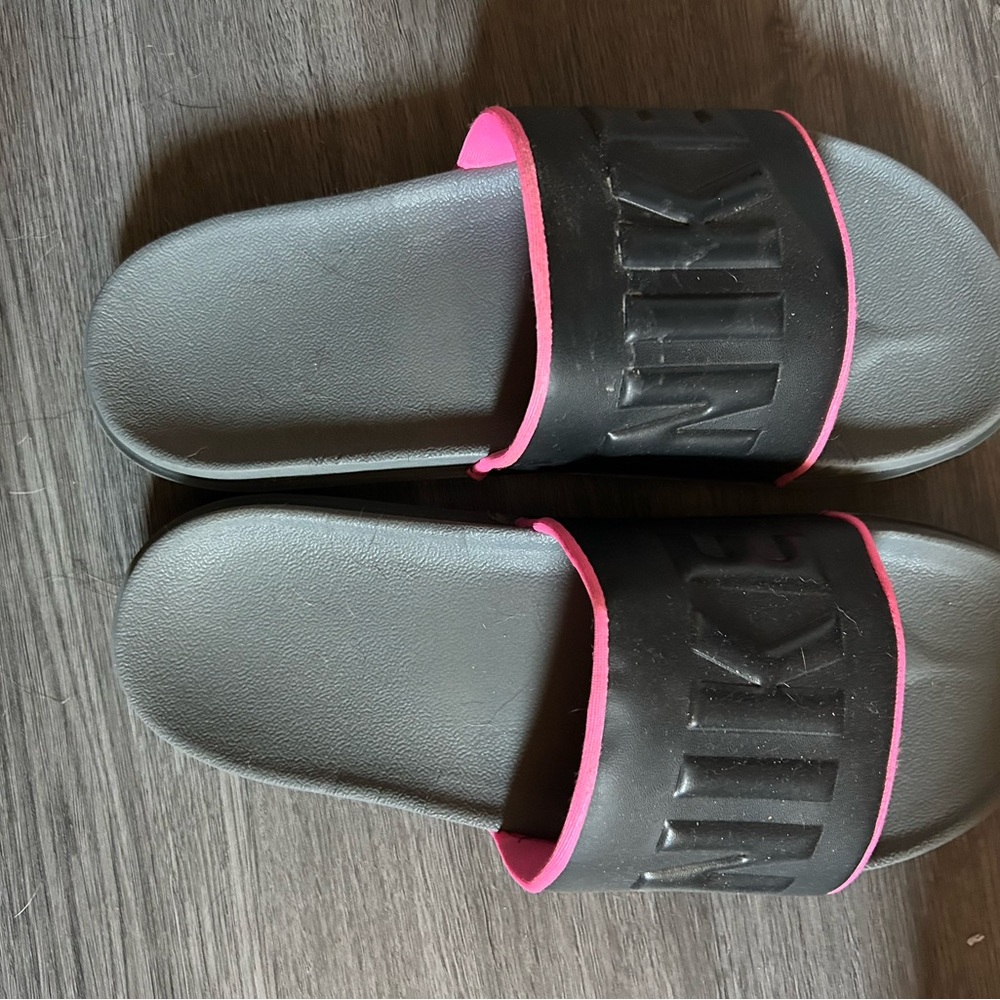 Nike Black and Pink Slides